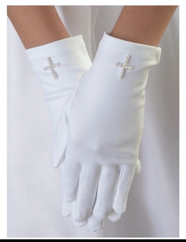Girls white gloves 1st - girls,